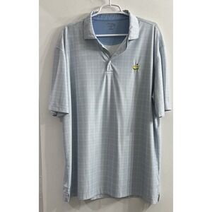 Masters Tech Mens XL Polo Blue White Plaid Performance Golf Shirt Augusta‎